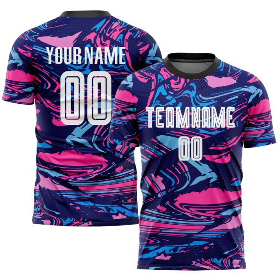 Custom Navy White-Camo Sublimation Soccer Uniform Jersey